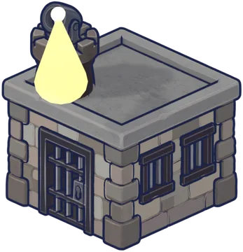 The Jail landmark: a stone cell with a searchlight on the roof
